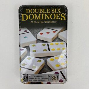 Dominoes Double Six Dominoes Game Tin Box 28 Color Dot For Ages 8+ Family Game